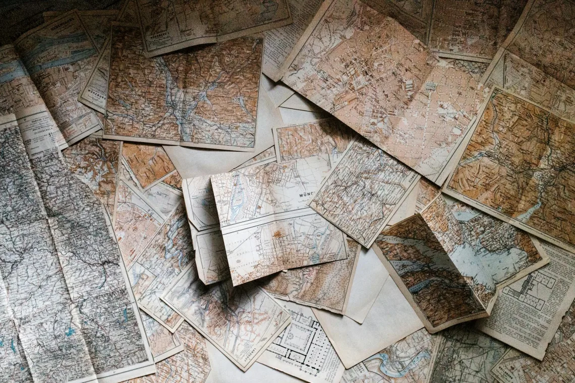assorted map pieces